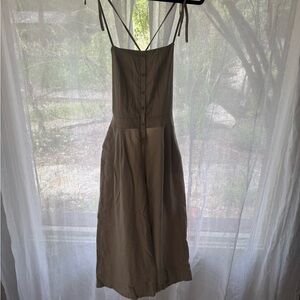 Women’s tan Button-Front jumpsuit
